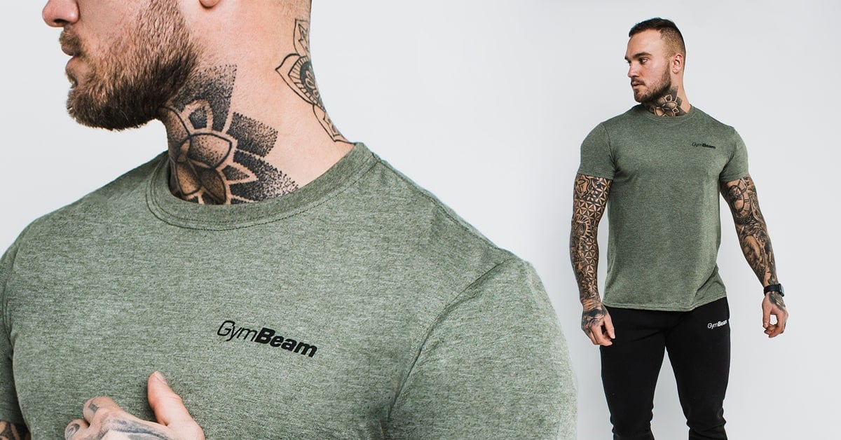 Men's T-shirt Basic Heather Military - GymBeam