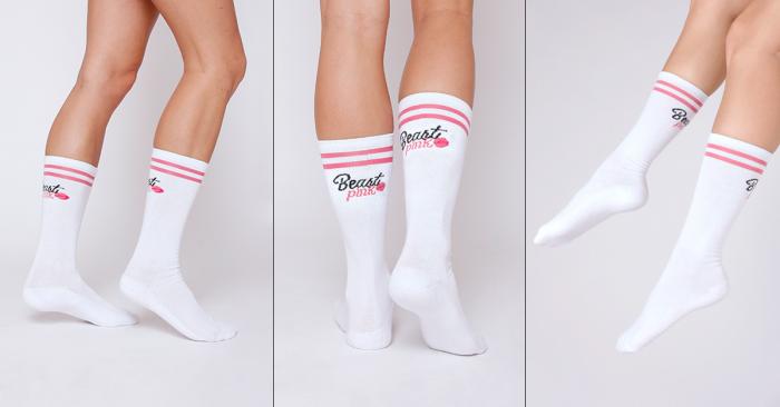 Ponožky High Socks White - BeastPink